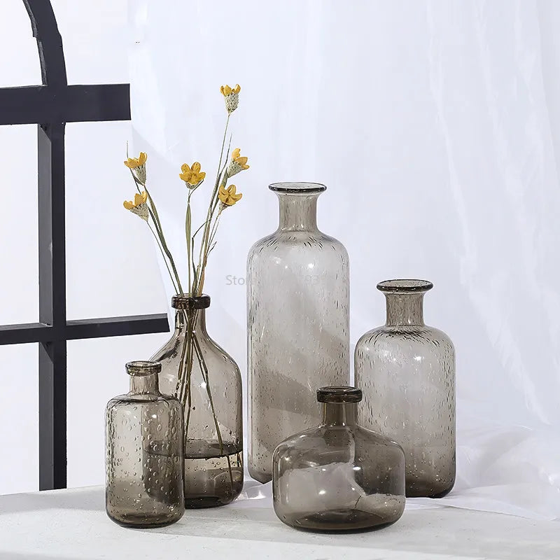 Glass Gray Vase Home - Ibis boutique 