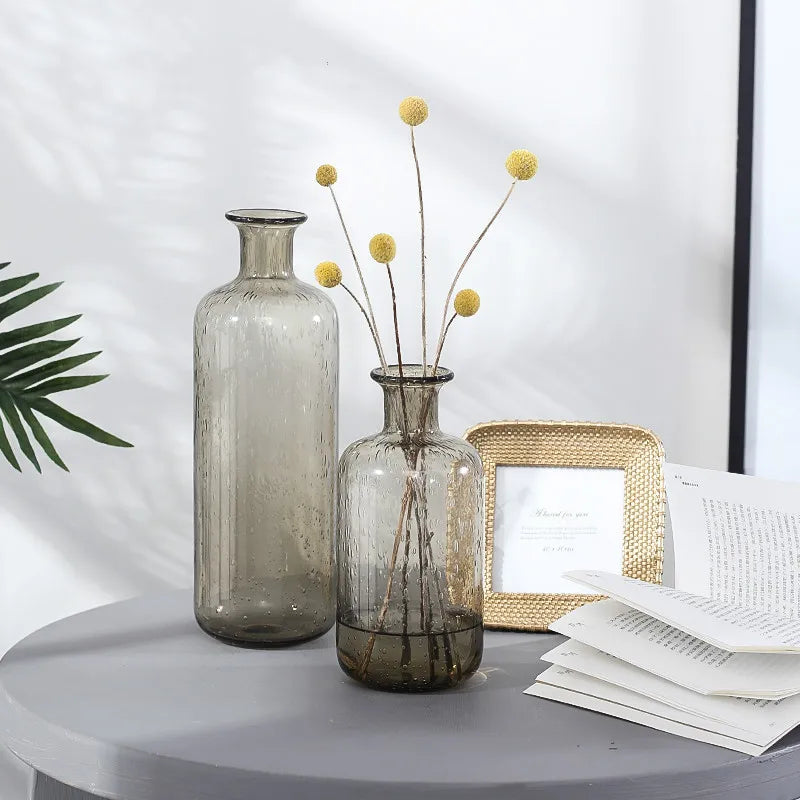 Glass Gray Vase Home - Ibis boutique 