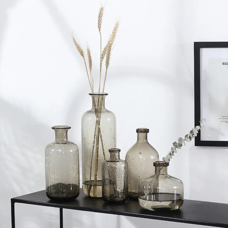 Glass Gray Vase Home - Ibis boutique 