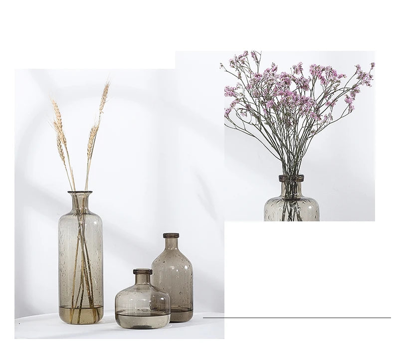 Glass Gray Vase Home - Ibis boutique 