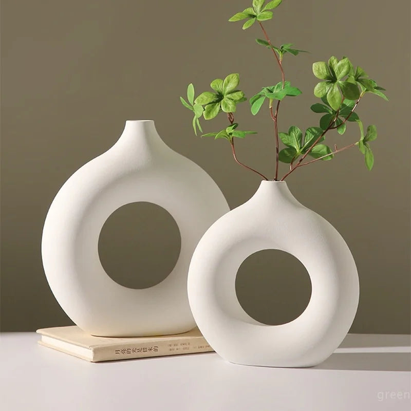 Ceramic White Vase Decorative - Ibis boutique 