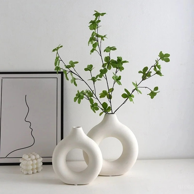 Ceramic White Vase Decorative - Ibis boutique 