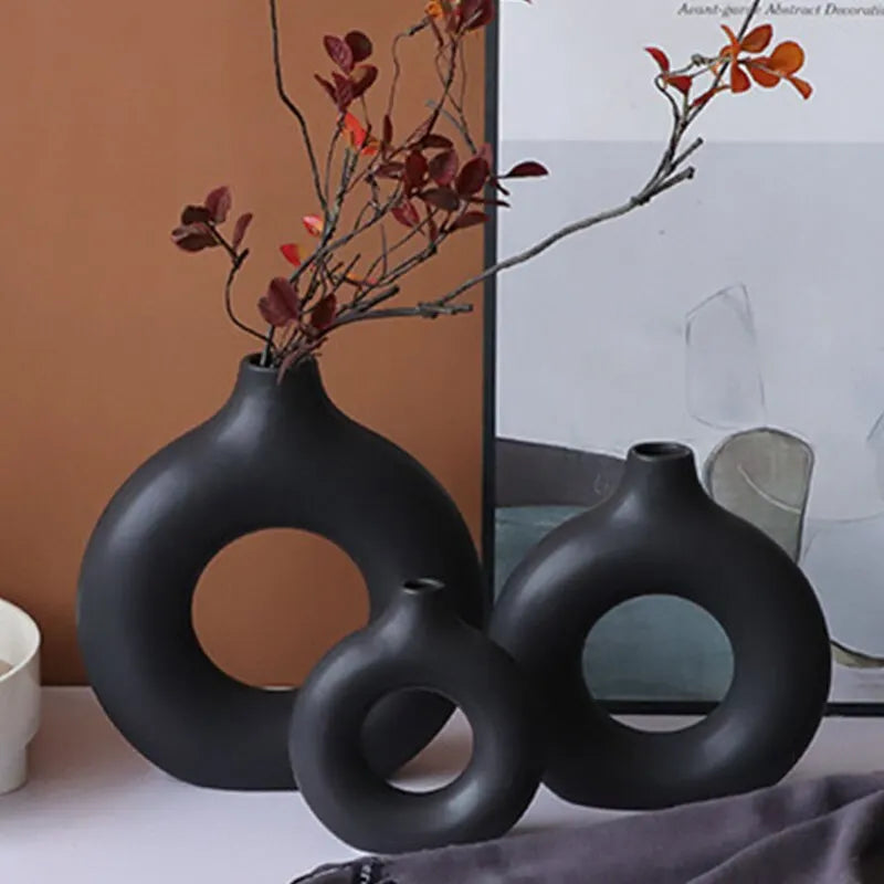 black ceramic vase