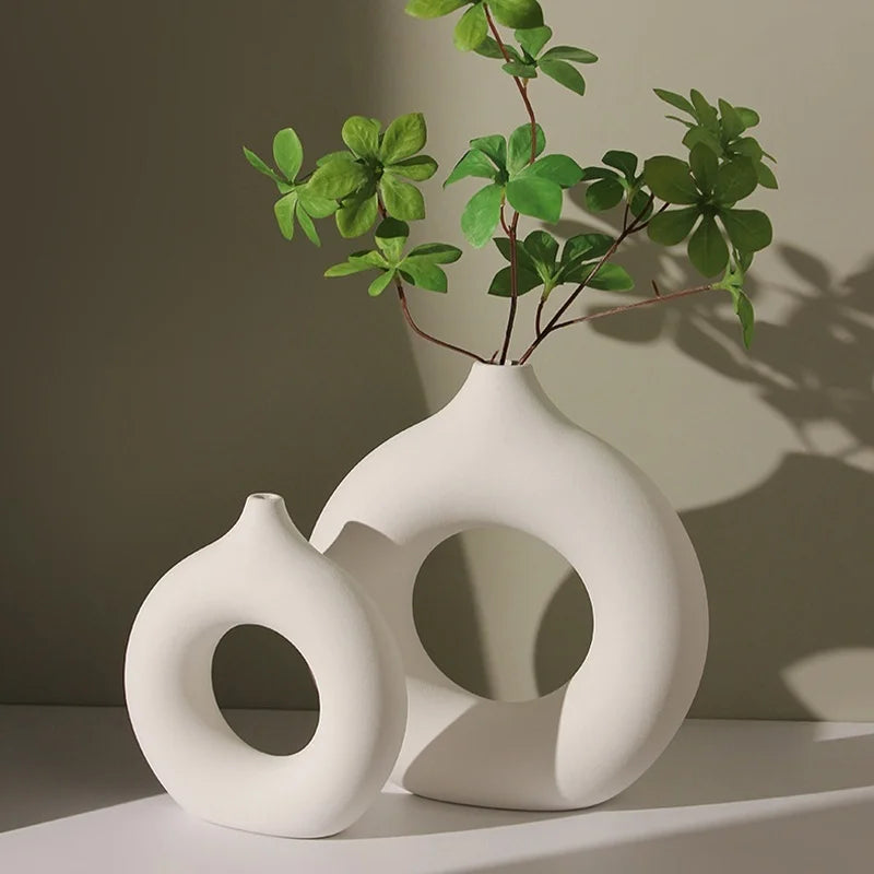 Ceramic White Vase Decorative - Ibis boutique 