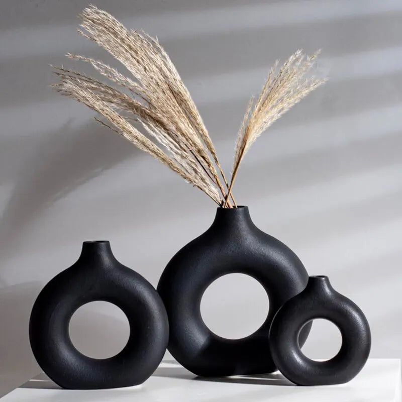 black ceramic vase