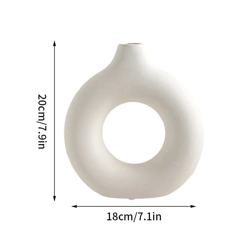 Ceramic White Vase Decorative - Ibis boutique 